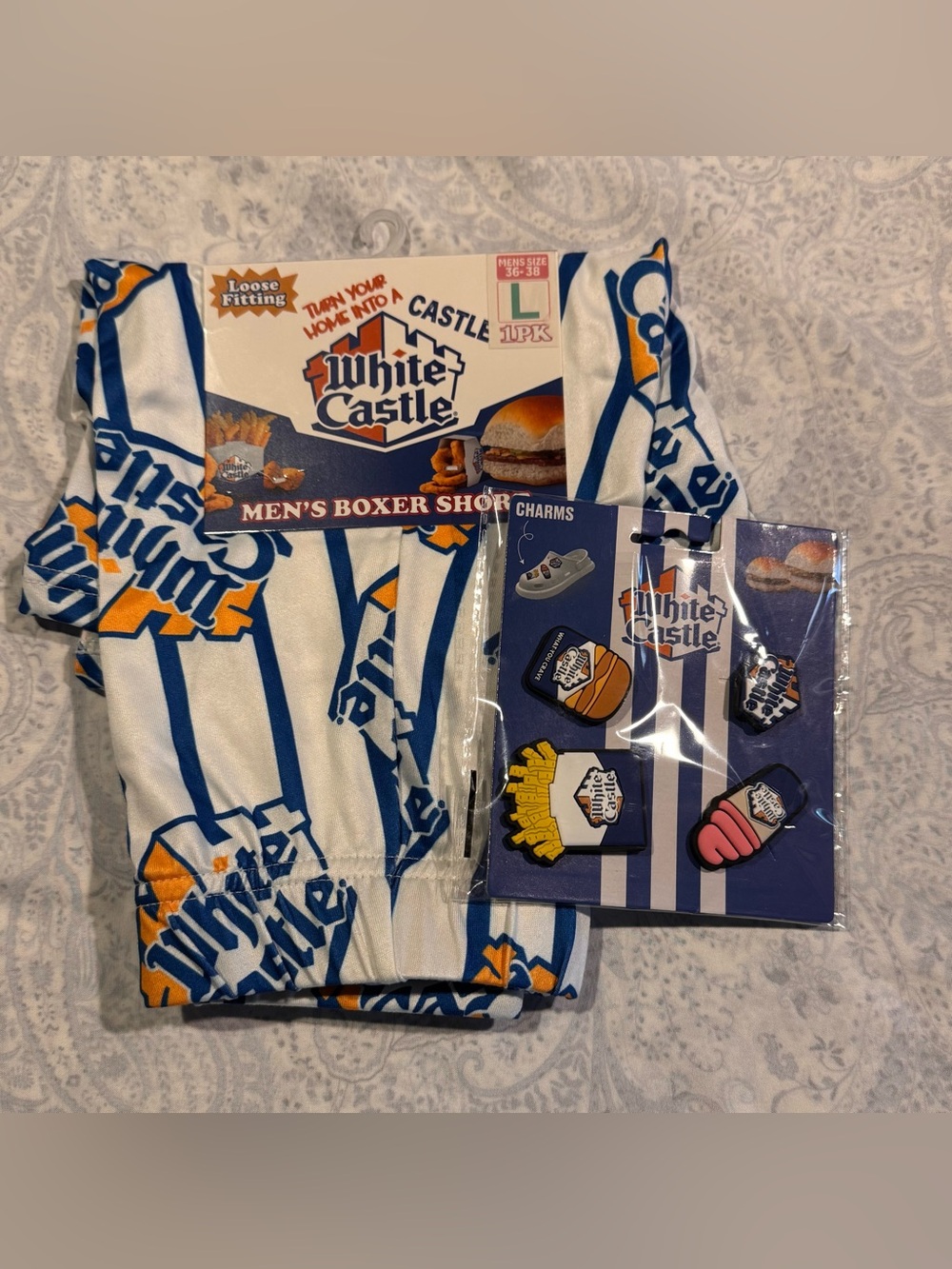 White Castle Shoe Charm & Boxer Set